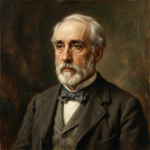 Antique-style oil painting portrait of Edgar Degas, known for his depictions of Parisian dancers.