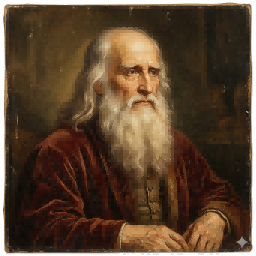 Museum-quality oil painting portrait of Leonardo da Vinci, the ultimate Renaissance polymath and master of sfumato.