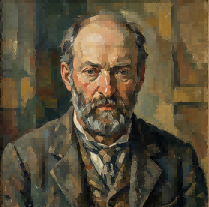 Hand-painted oil portrait of Paul Cézanne, the father of modern art and Post-Impressionism.