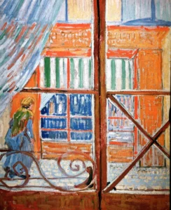 Hand-painted A Pork-Butcher's Shop reproduction by Van Gogh – snowy street and textured brushstrokes on linen