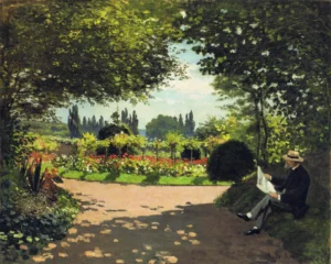 Adolphe Monet Reading in Garden – Impasto
