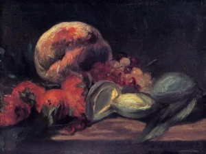 Almonds, currants and peaches – Elegant Still Life – Hand-Painted Oil
