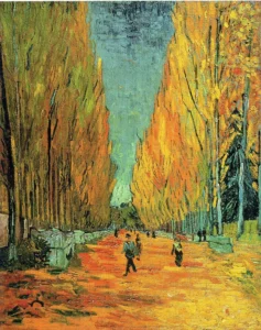 Hand-painted Alychamps reproduction by Vincent Van Gogh – autumn poplars and textured brushstrokes – museum quality oil on linen