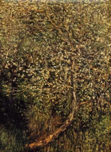 Hand-painted Apple Trees in Blossom reproduction by Claude Monet – soft pink petals and textured brushstrokes.