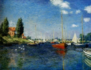 Hand-painted Argenteuil reproduction by Claude Monet – vibrant river reflections with textured brushstrokes.