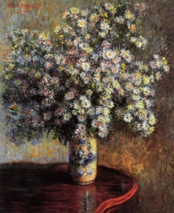 Hand-painted Asters reproduction by Claude Monet – vibrant white petals and textured brushstrokes – museum quality oil on linen