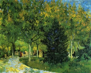 Hand-painted Avenue in the Park reproduction by Vincent Van Gogh – leafy path with textured brushstrokes.