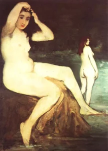 Hand-painted oil reproduction of Edouard Manet's Bathers on the Seine river scene
