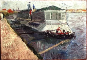Bathing Float on the Seine at Asnieres – Serene – Impasto Canvas hand-painted oil painting by DafenArts