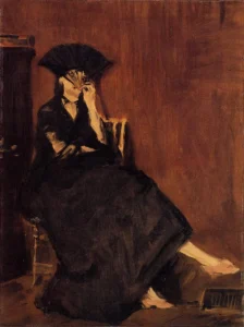 Berthe Morisot with a Fan – Contemplative – Textured Canvas