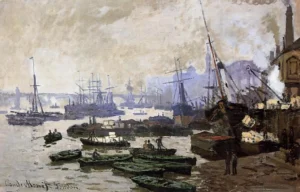 Boats in the Pool of London – Foggy Harbor – Impasto Oil