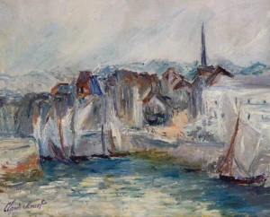 Boats in the Port of Honfleur – Nautical – Hand-Painted Oil