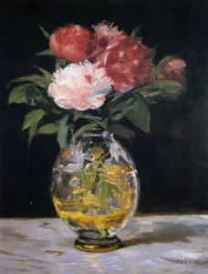 Hand-painted oil reproduction after Edouard Manet's Bouquet of flowers
