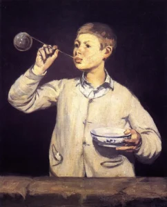 Boy Blowing Bubbles – Innocent Wonder – Textured Canvas