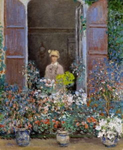 Hand-painted Camille Monet at the Window reproduction – soft light and textured brushstrokes – museum quality oil on linen