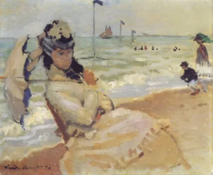 Camille on the Beach at Trouville – Breezy – Textured Canvas