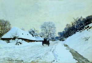 Cart on the Snow Covered Road – Serene – Textured Canvas