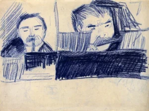 Hand-painted Clarinetist and Piccolo Player reproduction by Vincent Van Gogh – musicians with textured brushstrokes.