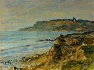 Hand-painted Cliff at Sainte-Adresse reproduction by Claude Monet – crashing waves and textured brushstrokes
