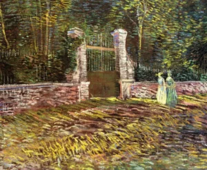 Entrance to the Voyer-d'Argenson Park – Vibrant – Textured Canvas hand-painted oil painting by DafenArts