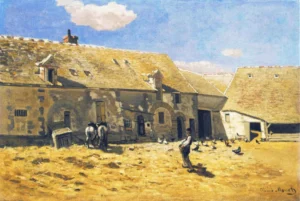 Farmyard at Chailly – Pastoral – Textured Oil
