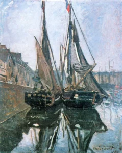 Fishing Boats at Honfleur – Serene Harbor – Textured Canvas