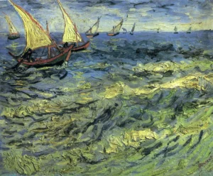 Fishing Boats at Sea – Coastal Breeze – Hand-Painted Oil
