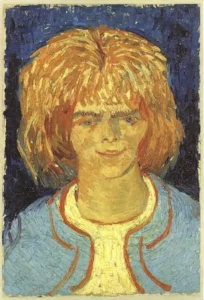 Hand-painted Girl with Ruffled Hair reproduction by Vincent Van Gogh – expressive gaze with textured brushstrokes