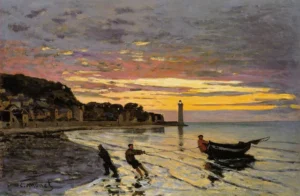Hauling a Boat Ashore, Honfleur – Coastal – Textured