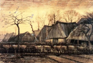 Houses with Thatched Roofs – Serene – Impasto Oil
