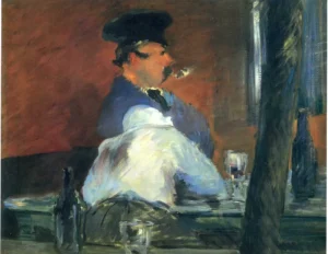 Hand-painted oil reproduction after Edouard Manet's In the bar "Le Bouchon"