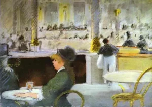 Hand-painted oil reproduction after Edouard Manet's Interior of a Café