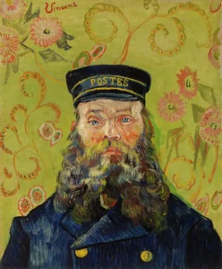 Hand-painted Joseph-Etienne Roulin reproduction by Vincent Van Gogh – blue uniform and textured brushstrokes – oil on linen