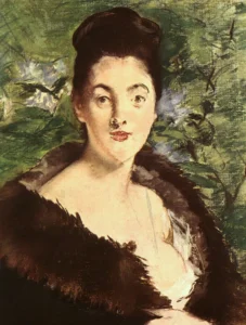 Hand-painted oil reproduction after Edouard Manet's Lady in a fur