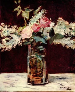 Hand-painted oil reproduction after Edouard Manet’s Lilac and Roses (1883)