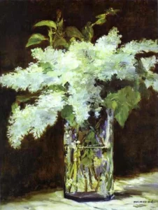 Hand-painted oil reproduction after Edouard Manet's Lilac in a glass