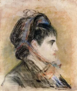 Hand-painted oil reproduction after Edouard Manet's Madame Jeanne Martin in a bonnet