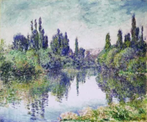 Hand-painted Morning on the Seine reproduction by Claude Monet – golden autumn light and textured brushstrokes.