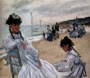 On The Beach At Trouville – Breezy Shore – Textured Canvas