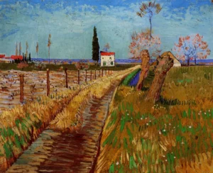 Path Through Field with Willows – Serene – Impasto
