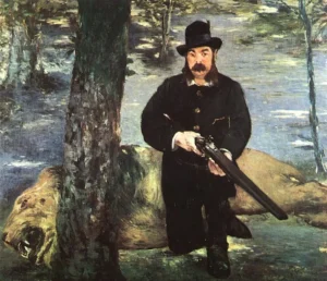 Hand-painted oil reproduction after Edouard Manet's Pertuiset, Lion Hunter