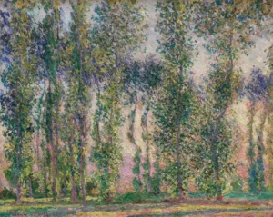 Poplars at Giverny – Serene Morning – Textured Oil