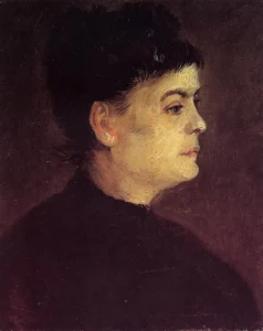 Hand-painted Portrait of a Woman reproduction by Vincent Van Gogh – textured brushstrokes and a shiny earring.