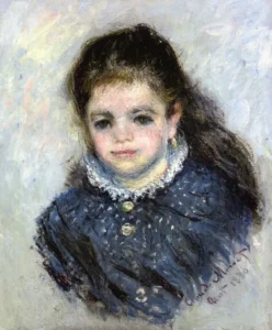Hand-painted Portrait of Jeanne Serveau reproduction by Claude Monet – soft dappled light and textured brushstrokes.