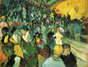 Spectators in the Arena at Arles – Vibrant Crowd – Textured Canvas hand-painted oil painting by DafenArts