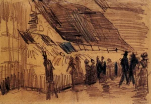 Hand-painted Strollers and Onlookers reproduction by Van Gogh – vibrant figures and textured brushstrokes.