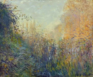 Hand-painted Study Rushes at Argenteuil reproduction by Claude Monet – swaying green reeds with textured brushstrokes