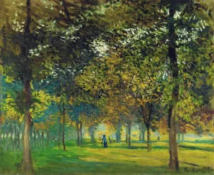 Hand-painted The Allee du Champ de Foire reproduction by Claude Monet – leafy trees and textured brushstrokes