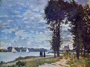 Hand-painted Banks of the Seine reproduction by Claude Monet – serene river views with textured brushstrokes.