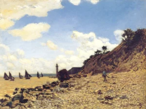 The Beach at Honfleur – Coastal – Textured Canvas